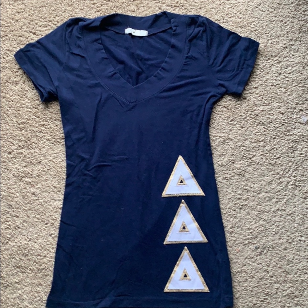 Blue and White Tri Delta Double Stitch Shirt